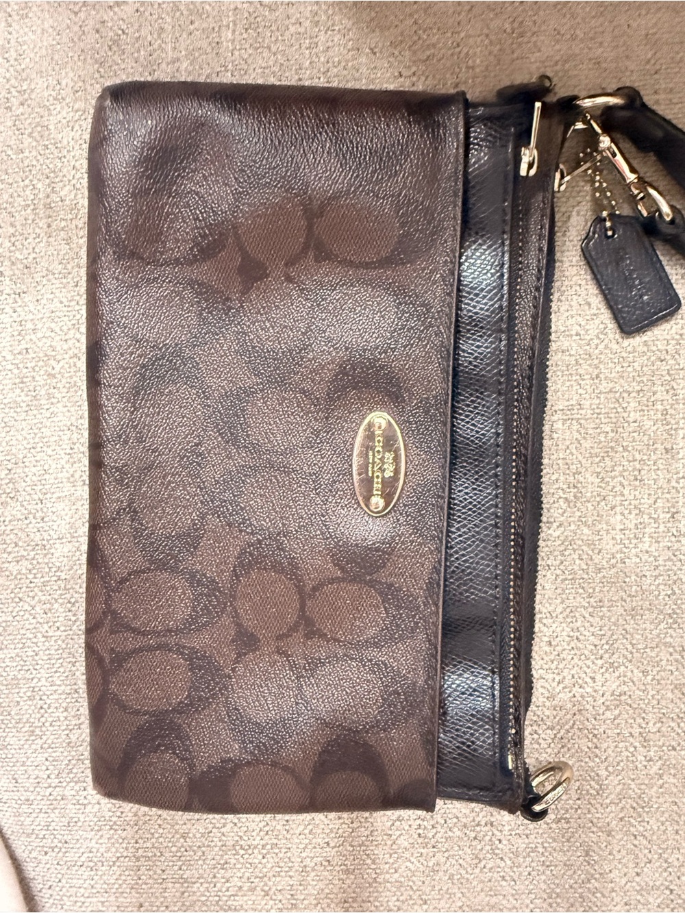 Coach Signature Foldover Clutch in Brown